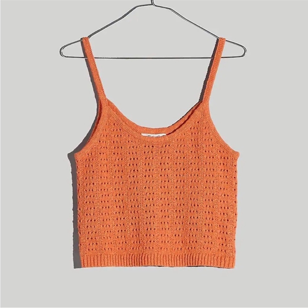 Madewell Open Stitch Orange Knit Women's Tank Top EUC Small